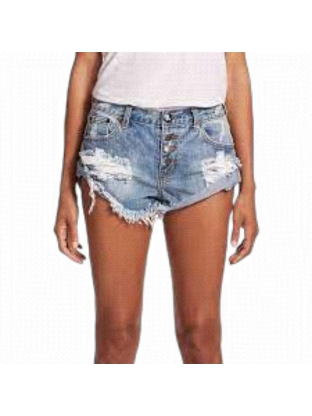 ONE X ONE Teaspoon Bandits High Waist DISTRESSED Cut Offs Denim Shorts Size 27